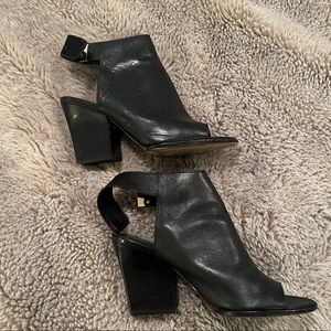 Calvin Klein Leather Peep Toe Booties